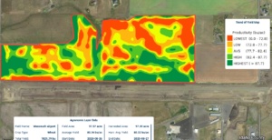 Yield map of wheat fields