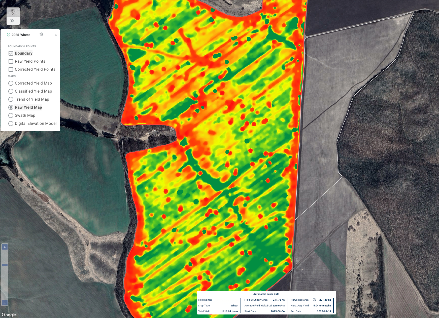 raw yield map