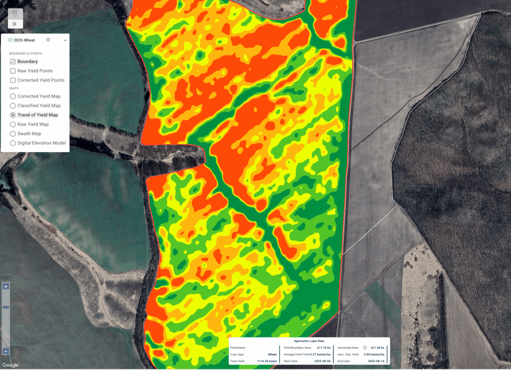 trend of yield map