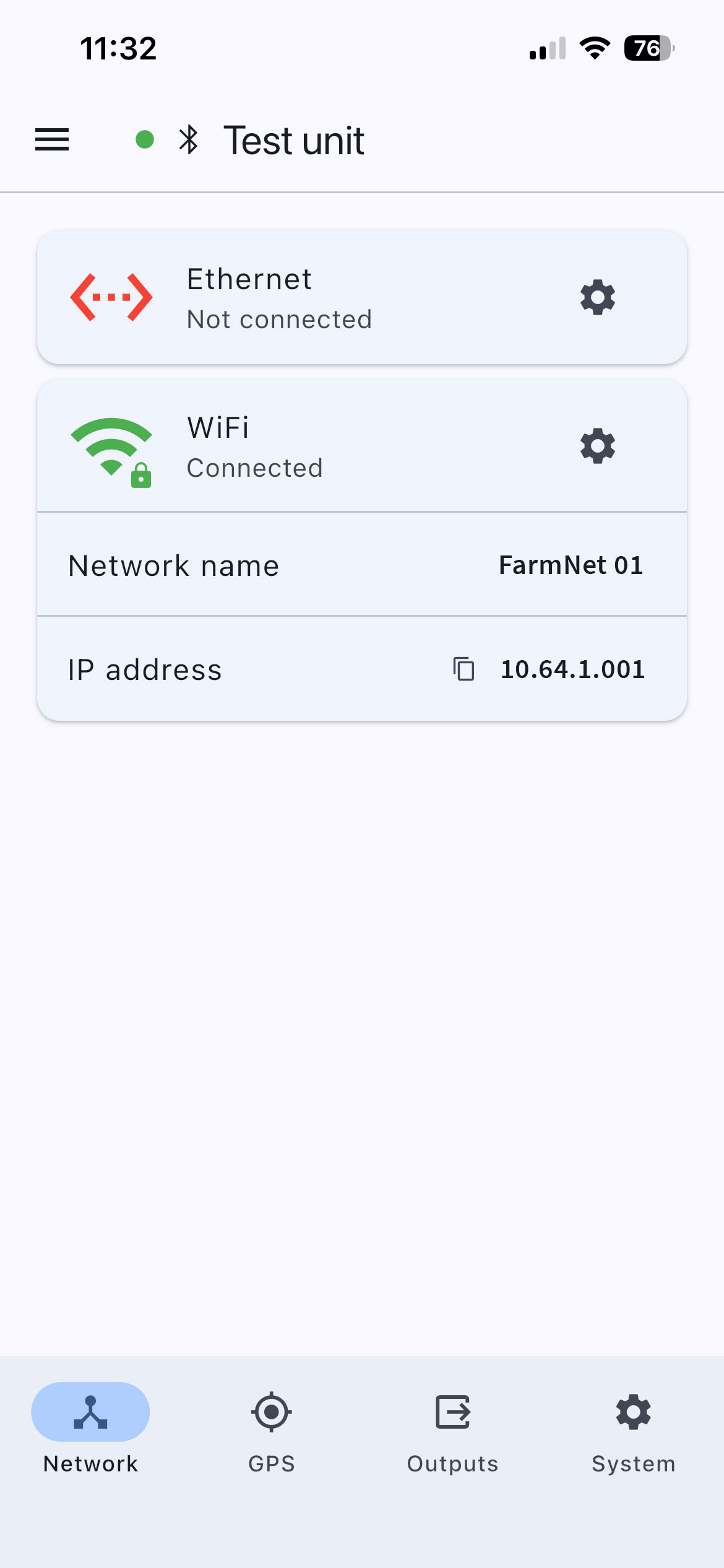 RTK Base Station mobile app network Screen