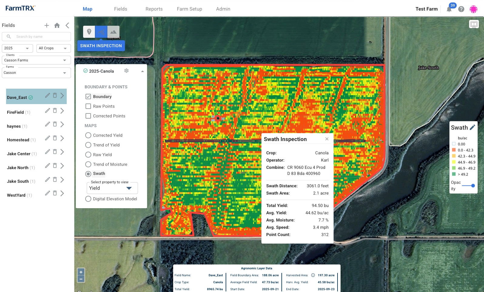 FarmTRX Web App swath inspection tool